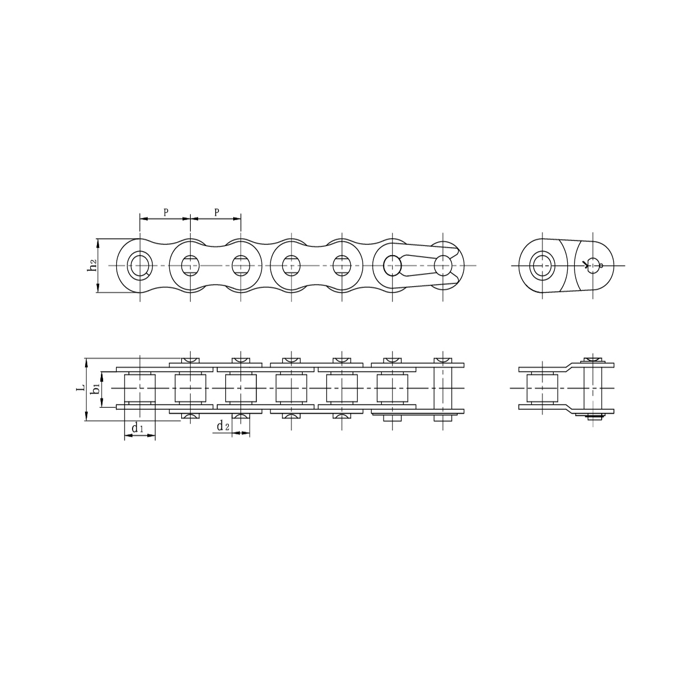 Rantai roller ketepatan padang pendek keluli tahan karat