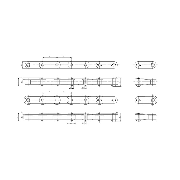 Rantai penghantar padang berkembar keluli tahan karat