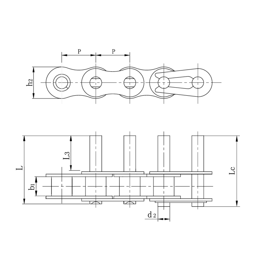 Pin dilanjutkan rantai penghantar padang pendek