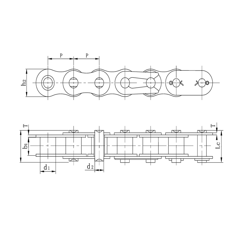 Keluli aloi berkualiti tinggi rantai motosikal tugas berat yang kuat