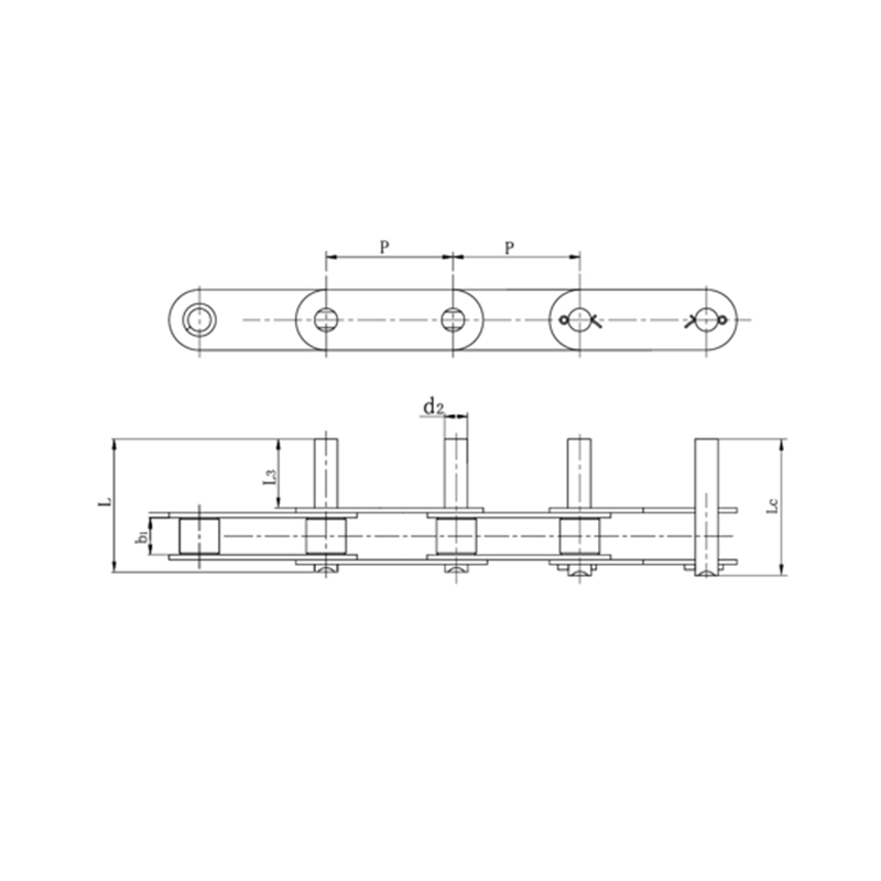 Rantai penghantar padang berganda dengan pin lanjutan